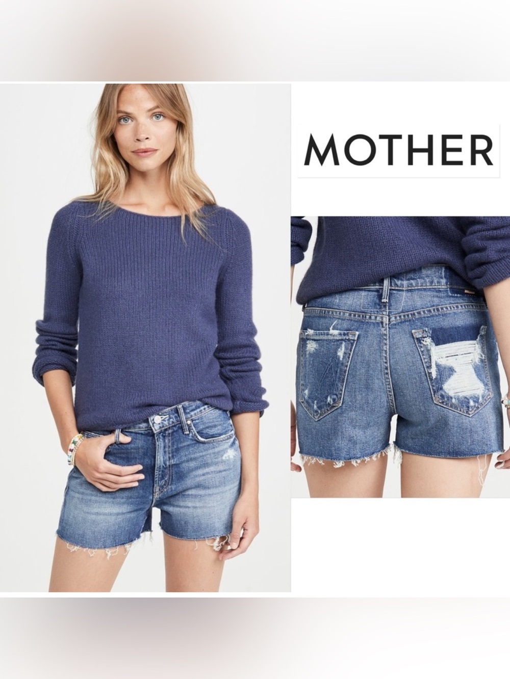Mother Superior The Dutchie Shorts Fray My Treat Blue Distressed Denim Shorts 26